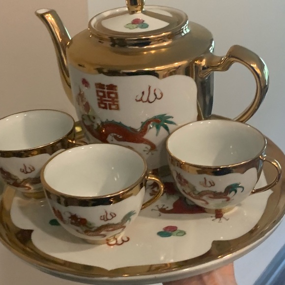 Dining Vintage Chinese Porcelain Tea Set Dragon Phoenix Poshmark